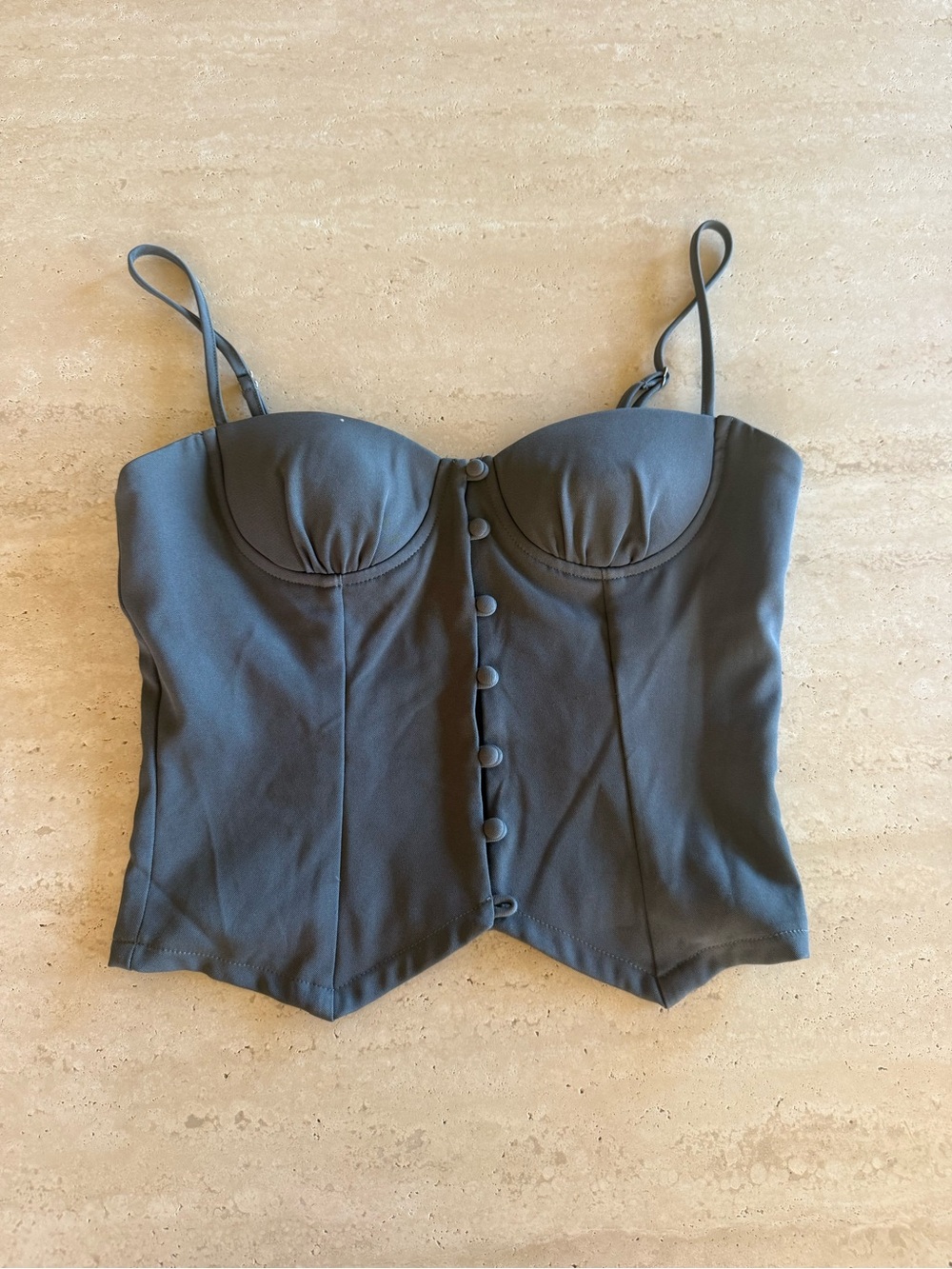 Princess Polly slate grey button down top size 4